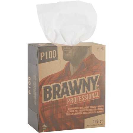 BRAWNY P100 Disposable Cleaning Towels, 8" W x 12.50" L Box, 20 PK GPC29221